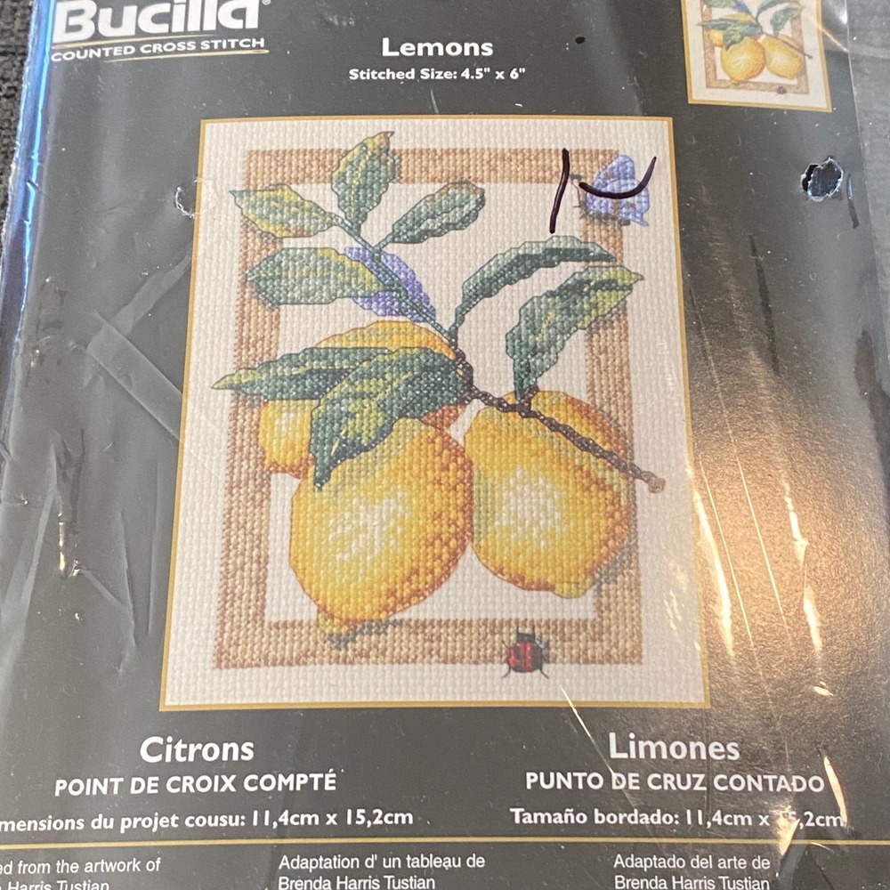 Bucilla Lemons Counted Cross Stitch Kit New Brenda Harris Tustian 43600 Opened - Picture 3 of 5